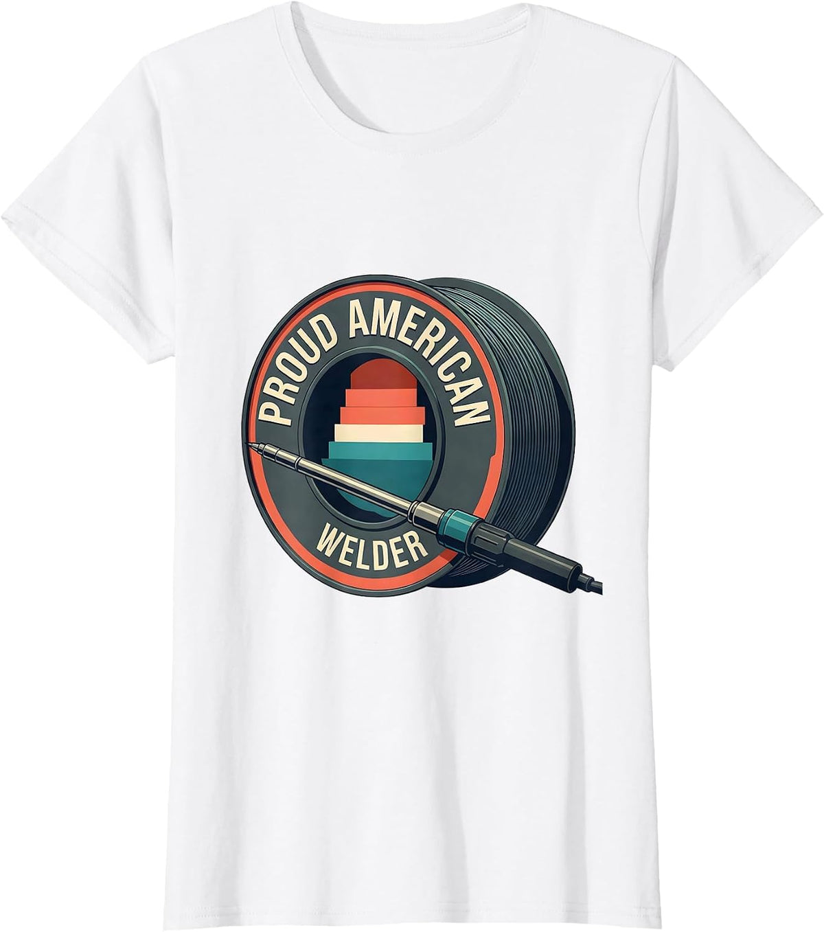 Proud American Welder Midcentury Modern Patriotic Welding T-Shirt - White