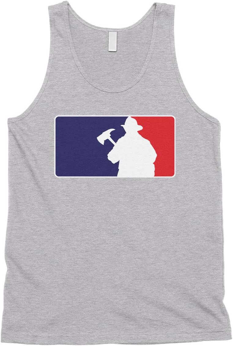 Cybertela Men's Firefighter Baseball Fire Fighter Emblem Flag Tank Top - Light Gray