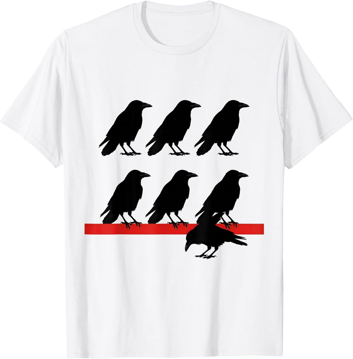 Men's Six Crow Silhouettes Dark Humor Bird Lover Gothic T-Shirt - White