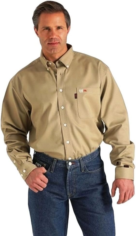 Cinch Men's WRX Fr Long Sleeve Button Down Woek Shirt - Wlw3001011roy - Khaki