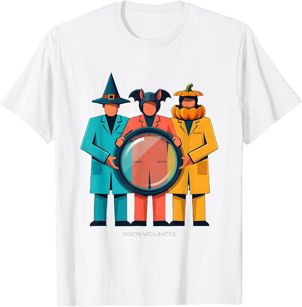 Men's Vision Vigilantes Flat Vector Halloween Optometrist Eye T-Shirt - White