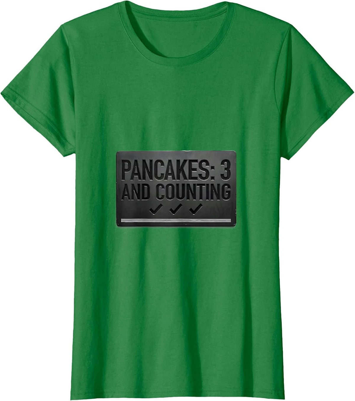 Pancakes: 3 And Counting Minimal Football Lineman Humor T-Shirt - Kelly Green