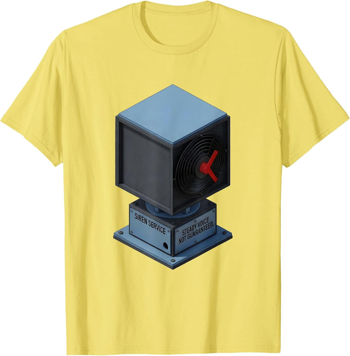 Men's Siren Service Steady Voice Not Guaranteed Funny EMT T-Shirt - Lemon Yellow