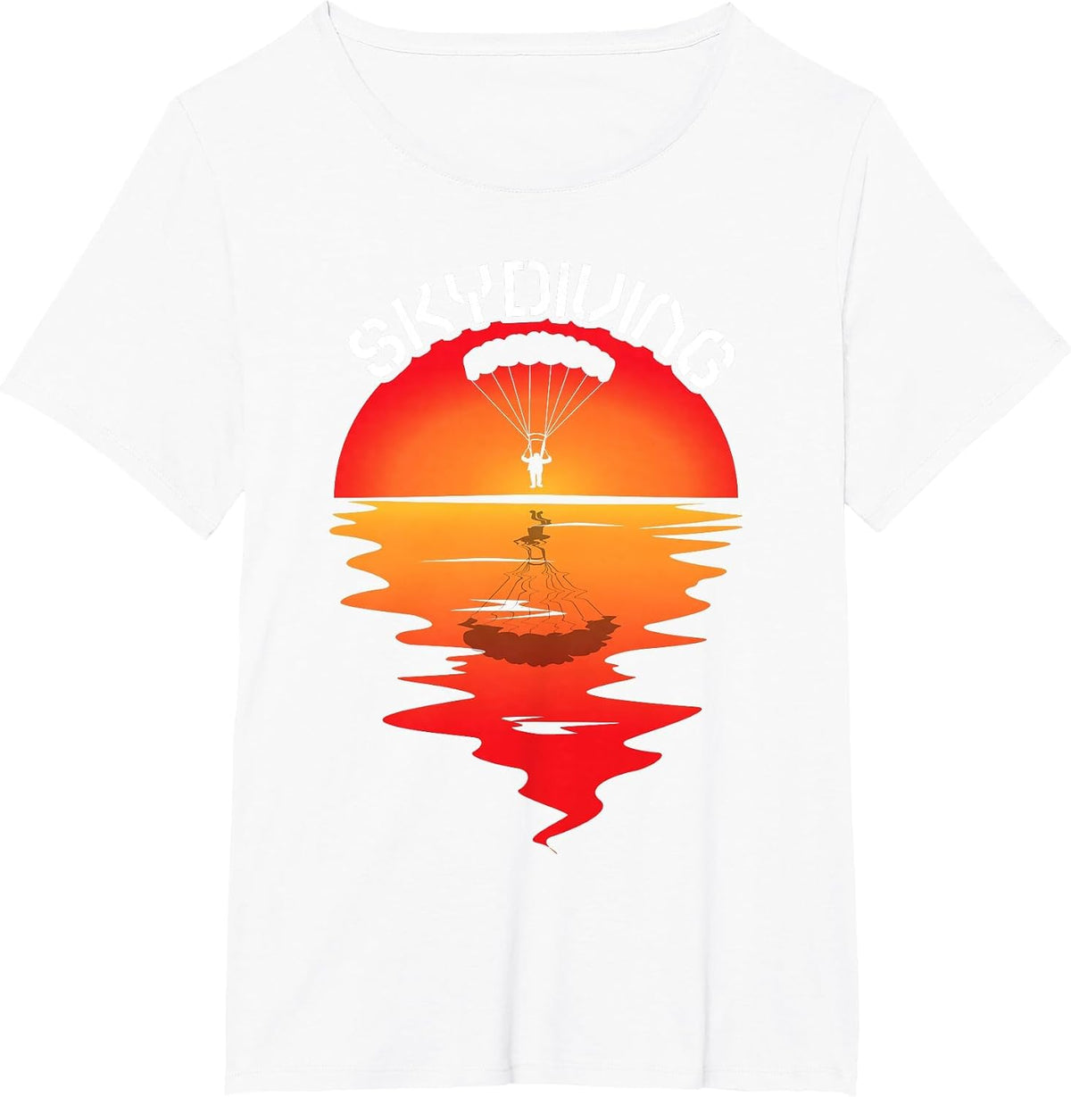 Parachuting Skydiver Vintage Sunset Parachutist Skydiving T-Shirt - White