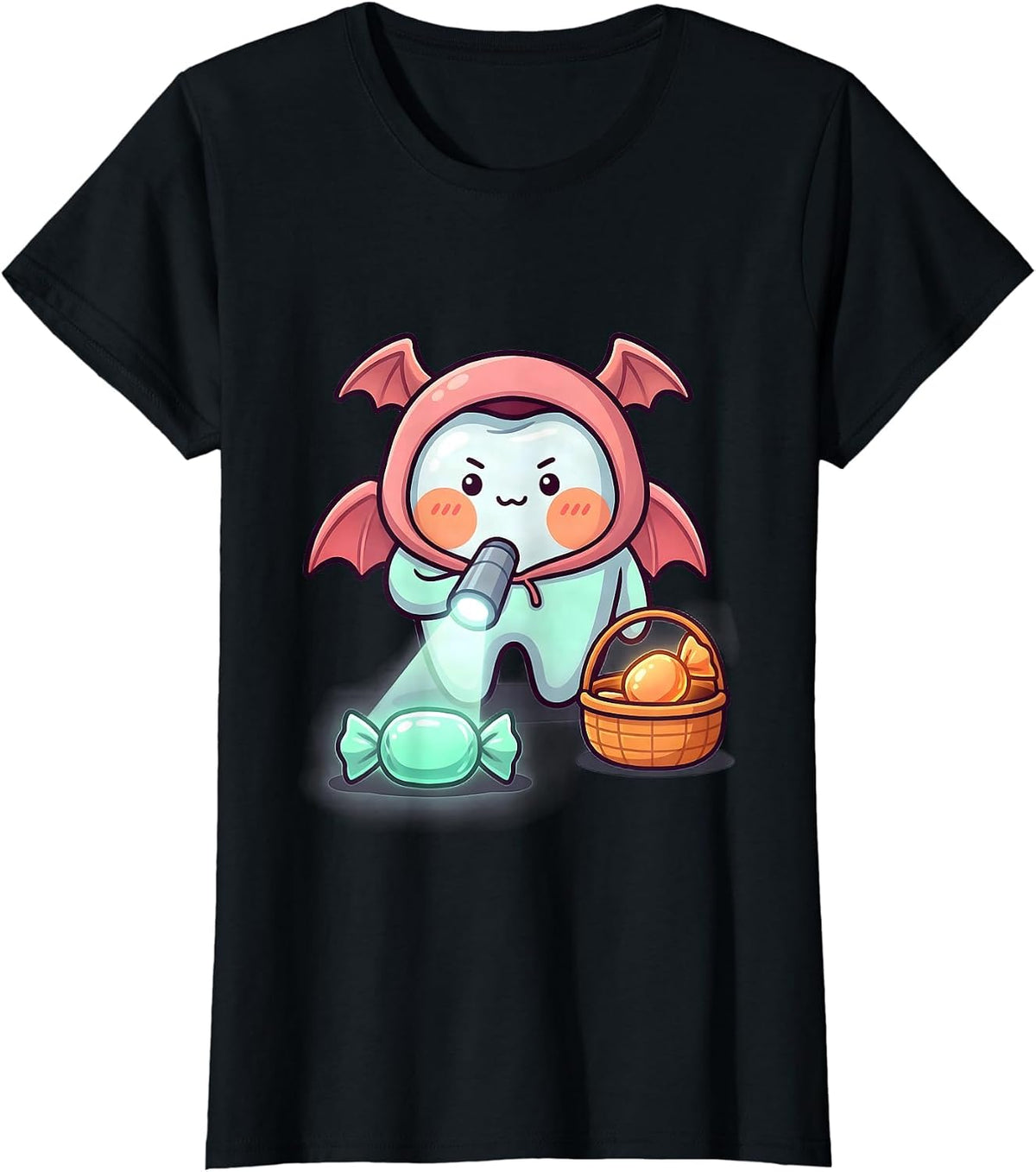 Kawaii Tooth Dentist Halloween Dental Humor T-Shirt - Black