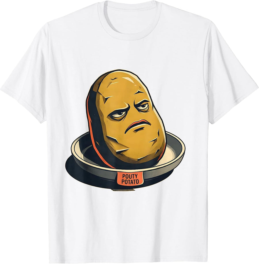 Men's Pouty Potato Midcentury Modern Funny Couples Thanksgiving T-Shirt - White