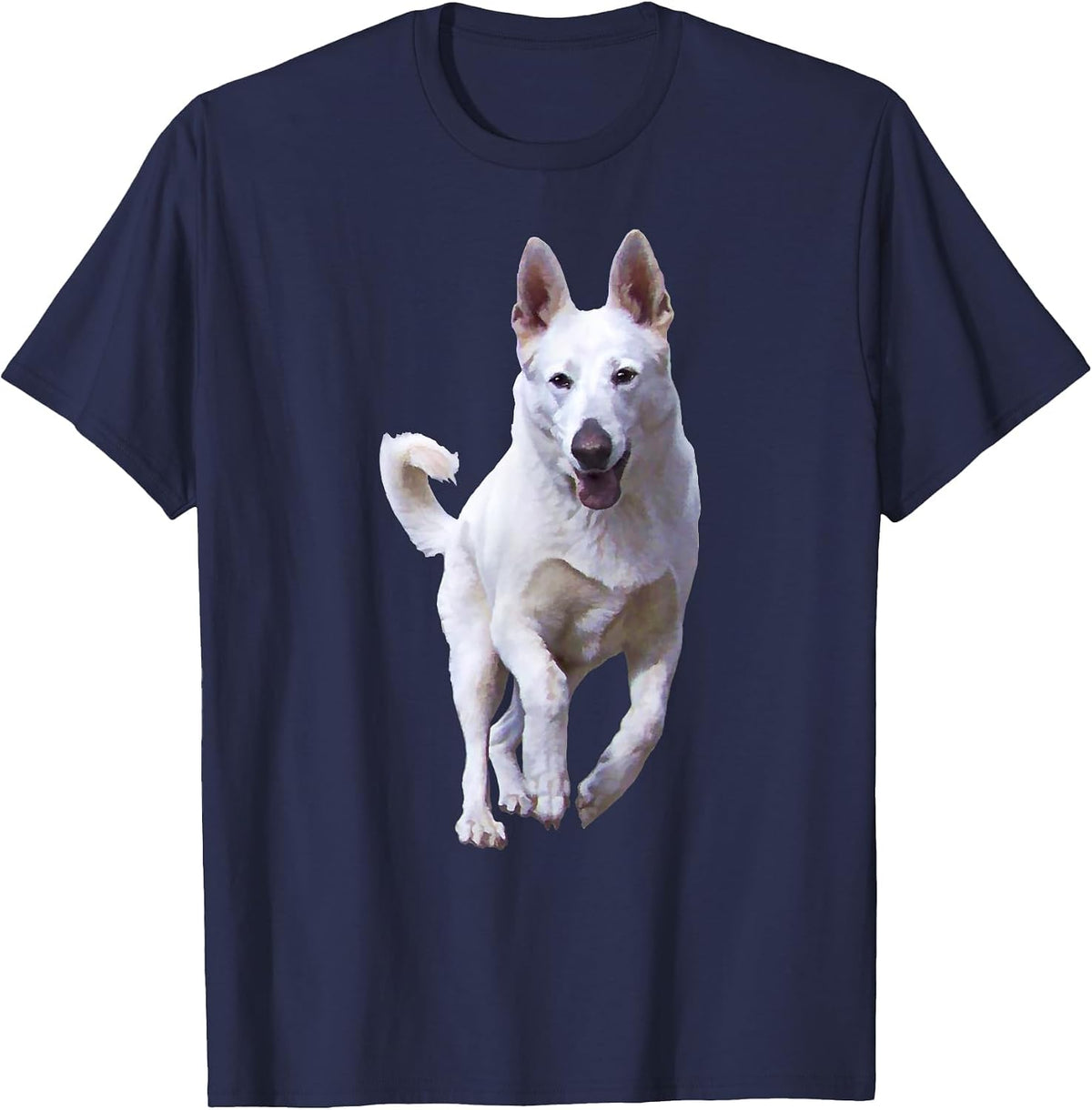 BHymer: White German Shepherd T T-Shirt - Navy Blue