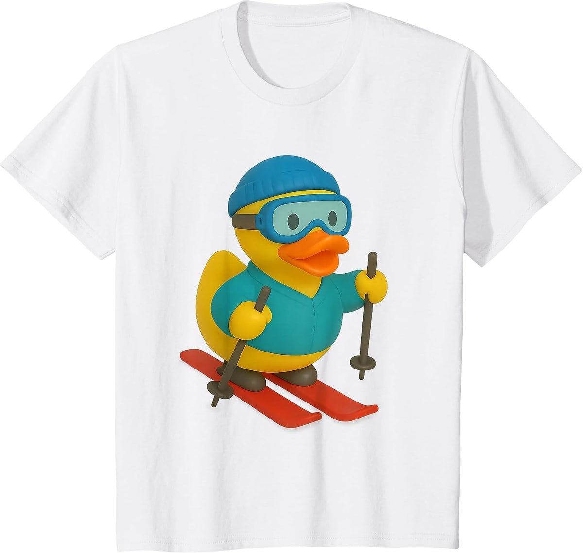 Skier Rubber Duck Skiing Ski Ducky Duckies T-Shirt - White