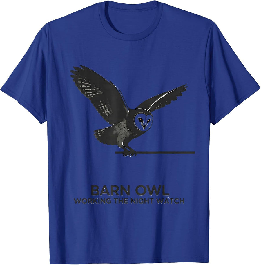 Barn Owl Working The Night Watch Minimalist Bird Lover Gift T-Shirt - Royal Blue