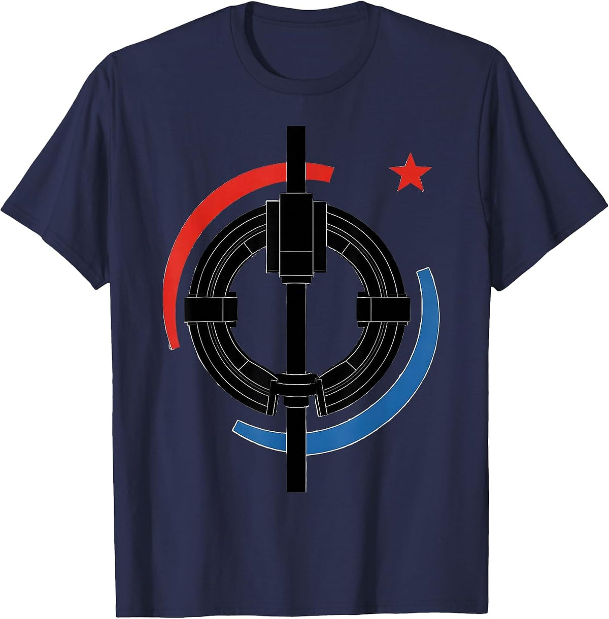 Drill-Pipe Elevator Bauhaus Modernist Oilfield Worker T-Shirt - Navy Blue