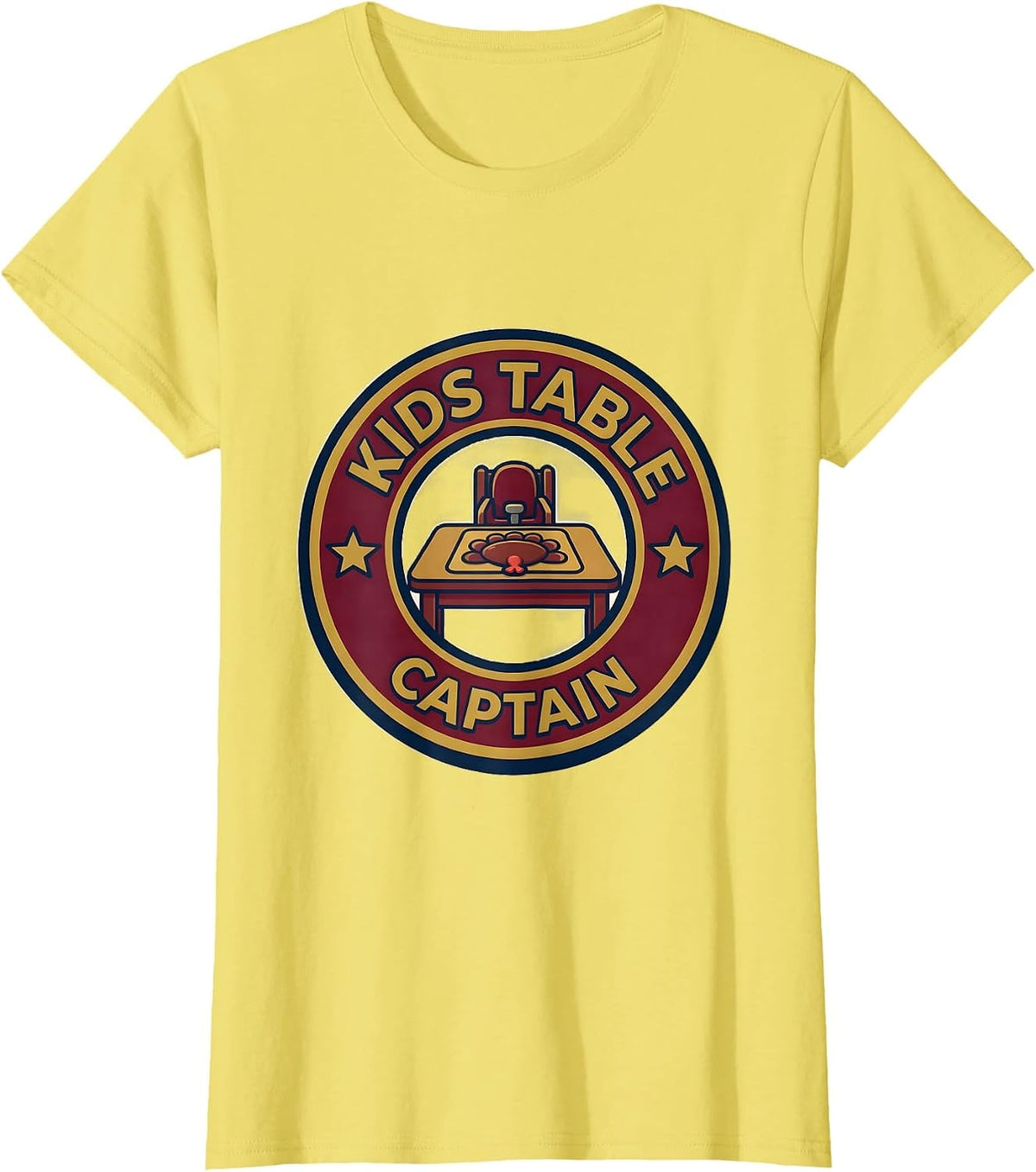 Kids Table Captain Funny Thanksgiving Family Crew Matching T-Shirt - Lemon Yellow