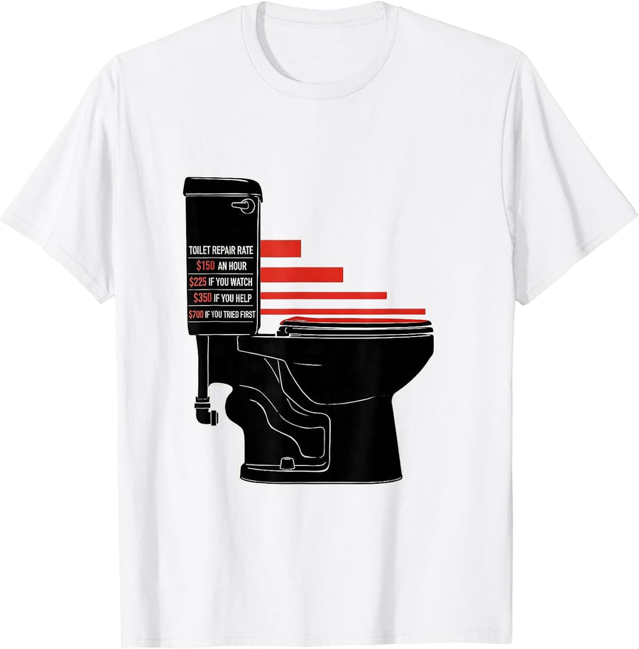Men's Funny Plumber Hourly Rate Trade Humor T-Shirt - White
