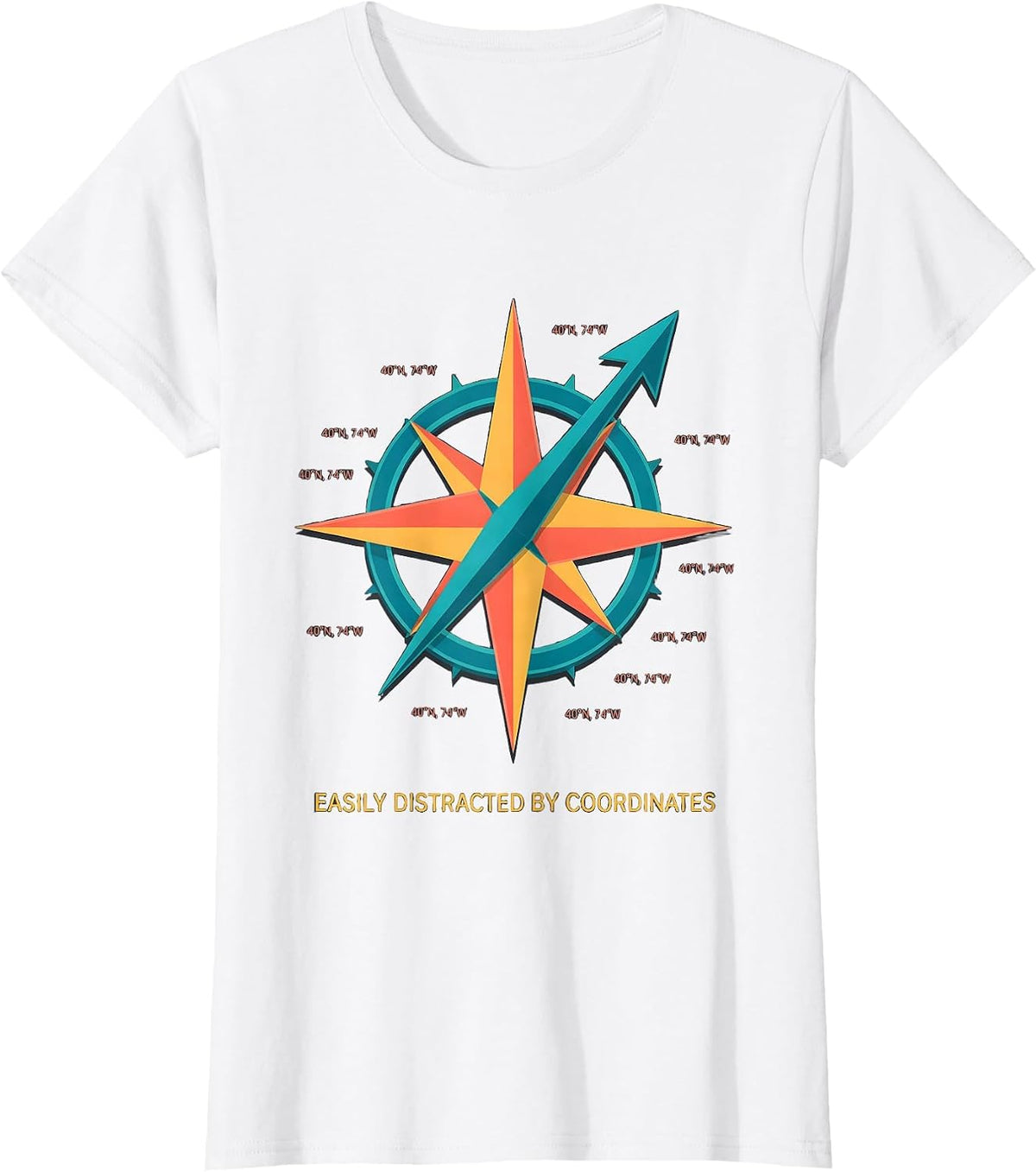 Easily Distracted By Coordinates Funny Geography Teacher T-Shirt - White