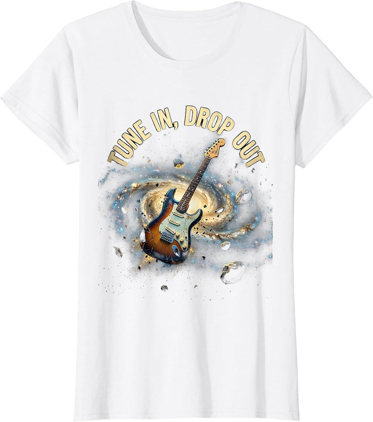 Women's Tune In Drop Out Grunge Counterculture Design T-Shirt - White