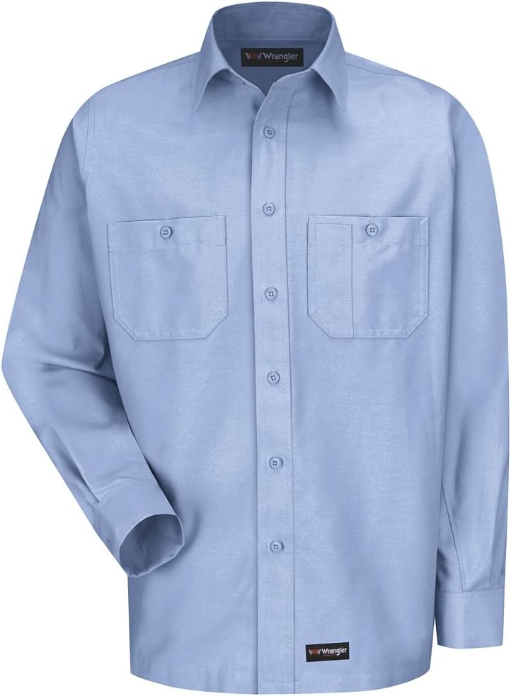 Wrangler Workwear Men's Long Sleeve Work Shirt - Light Blue