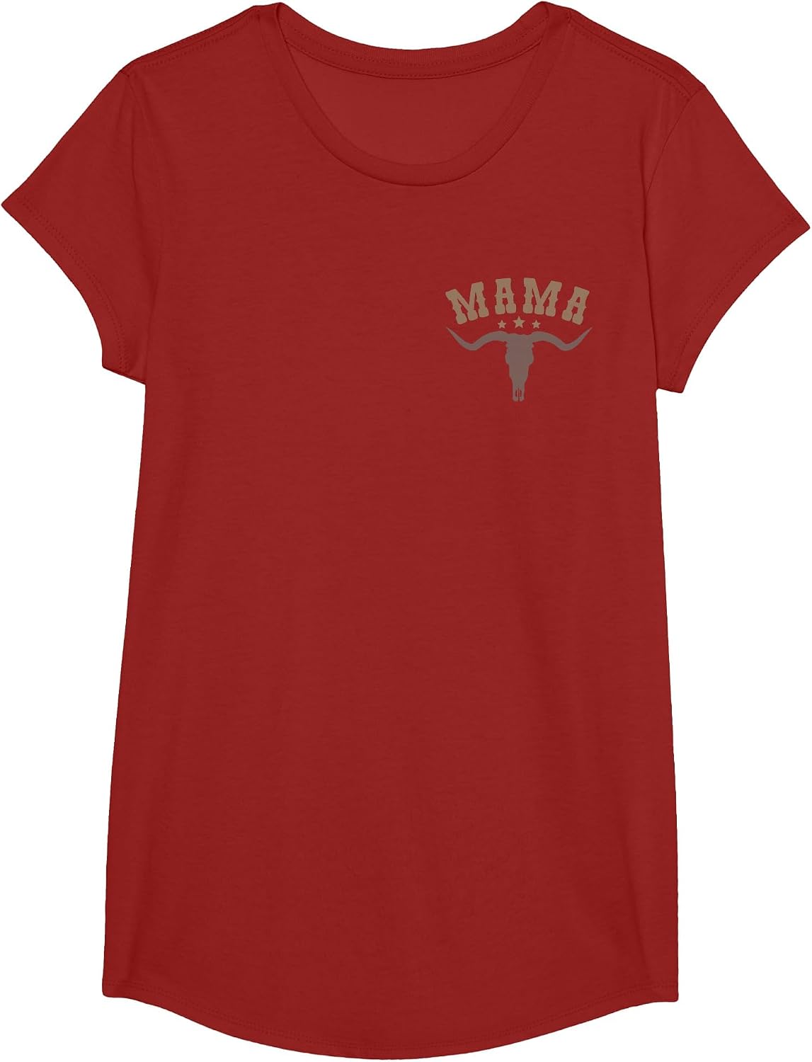 Mama Skull Highland Cow Boy Western Rodeo Family Matching T-Shirt, Girls, Cranberry Red, Small - As Pictured