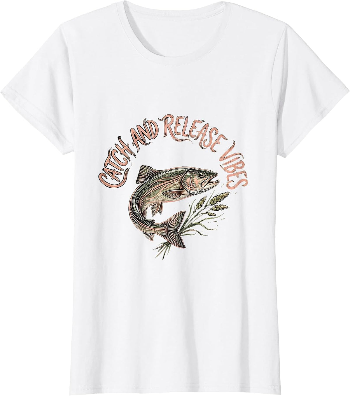 Catch and Release Vibes Fishing Design T-Shirt - White