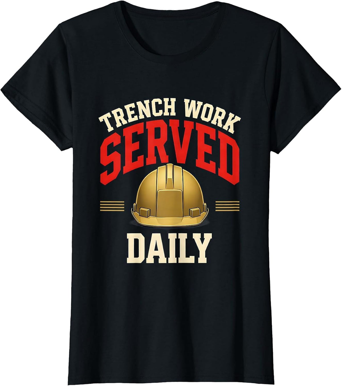 Trench Work Served Daily Funny Football Lineman Game Day T-Shirt - Black