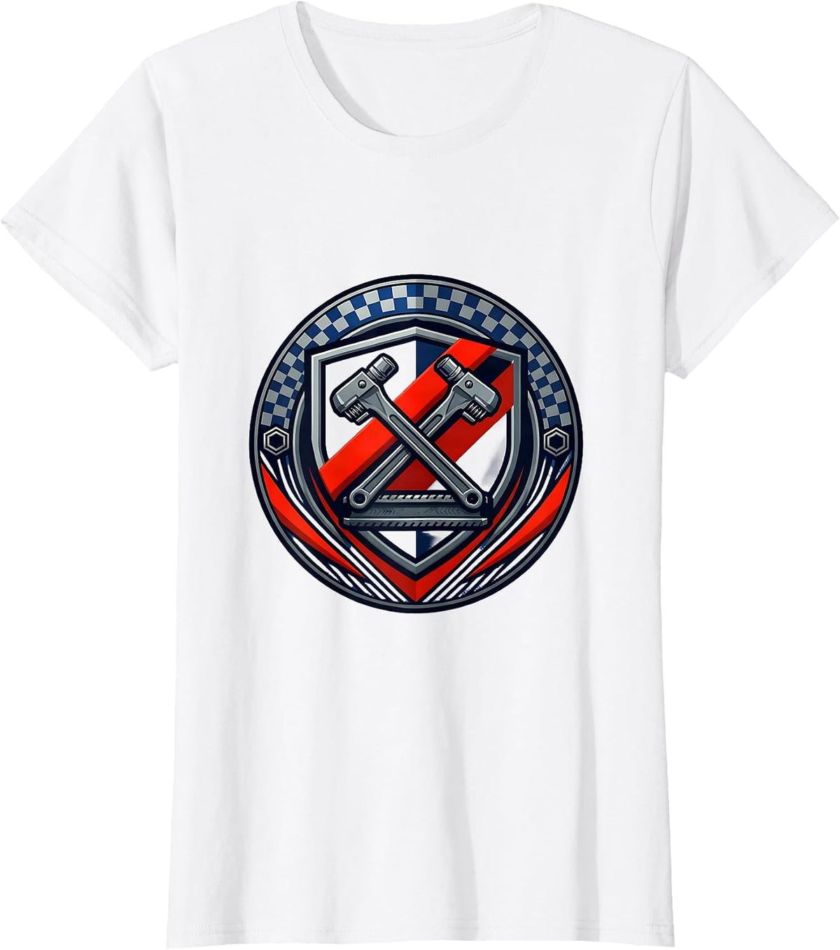Pit Crew Crossed Air Wrenches and Tire Iron T-Shirt - White