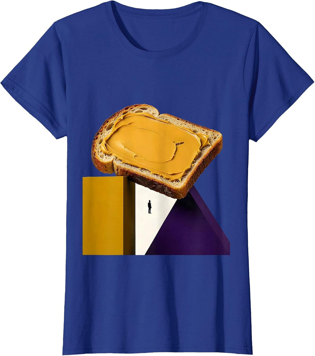Women's Geometric PBJ Bridge Bauhaus Modernist Food Humor T-Shirt - Royal Blue