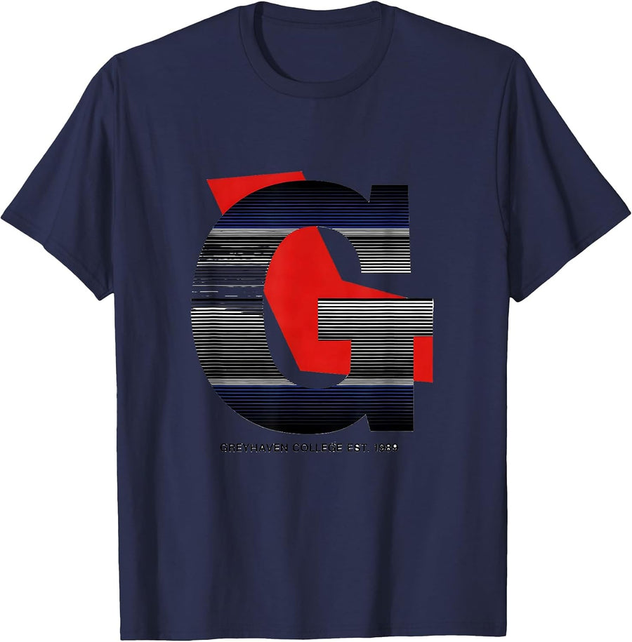 Greyhaven College Est. 1989 Retro Collegiate Arch Vintage T-Shirt - Navy Blue
