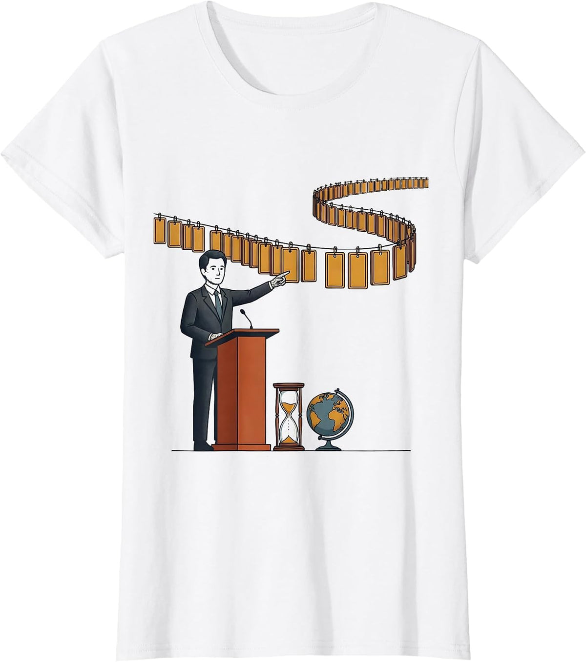 Teacher Timeline Loop Illustration Funny History Educator T-Shirt - White