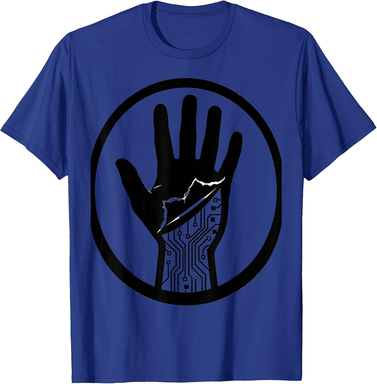 Circuitry Beneath the Skin Graphic Design T-Shirt - Royal Blue