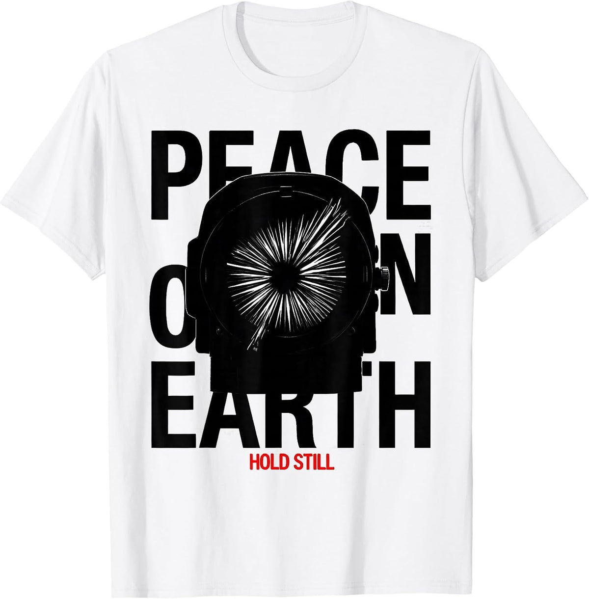 Men's Peace On Earth Hold Still New Wave Medical Tech Christmas T-Shirt - White