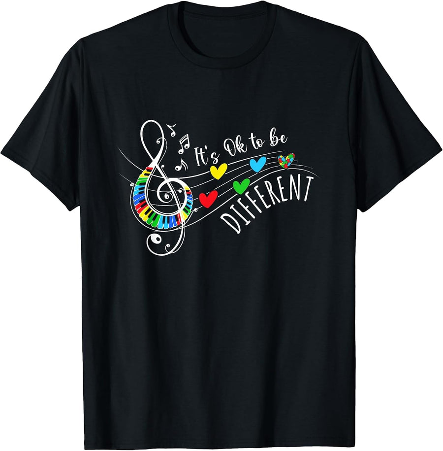 Its Ok to Be Different Autism Awareness Month Women Kid T-Shirt, Men, Black, Small - As Pictured