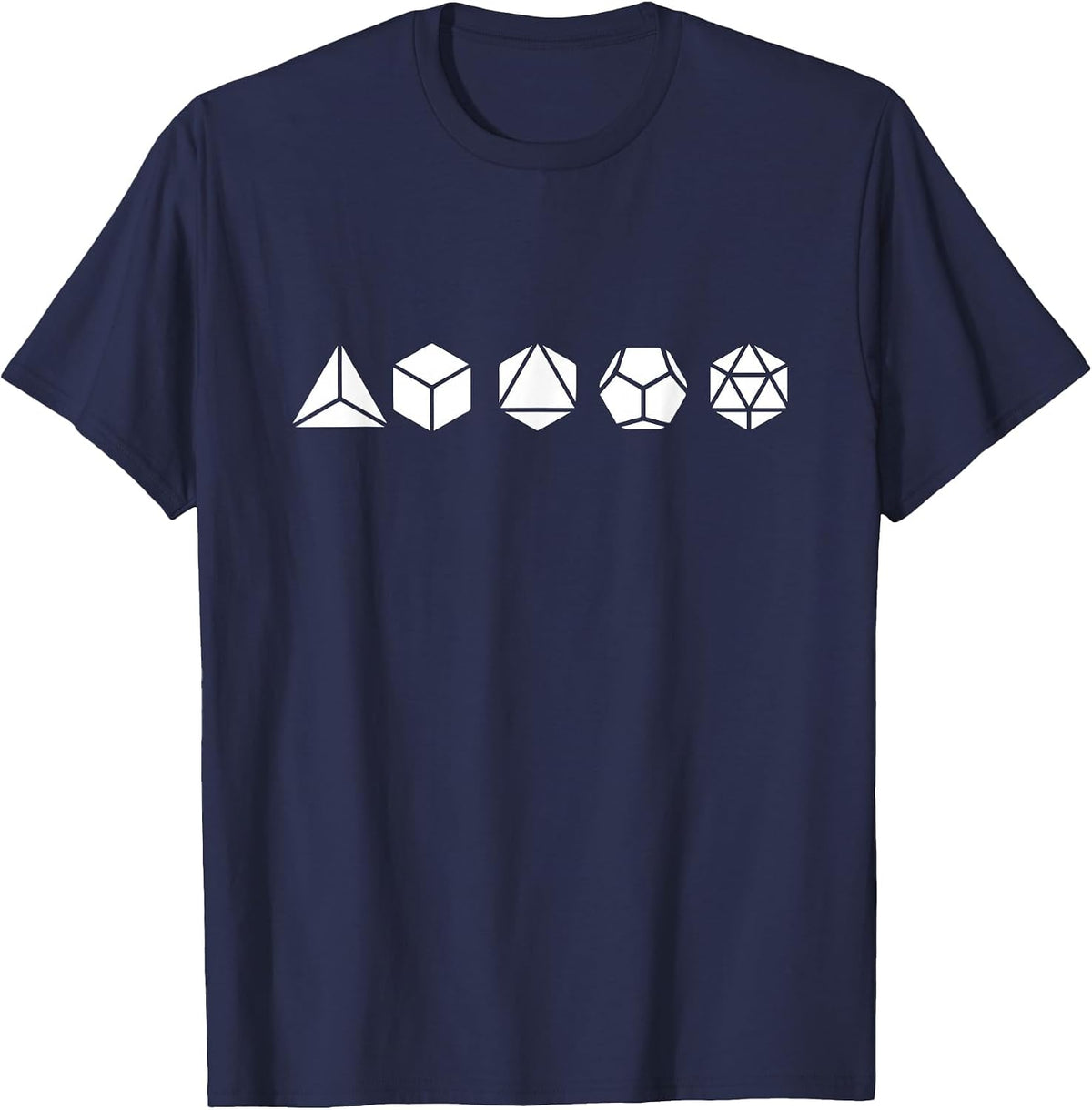 Platonic Solids, Mathematics, Geometry, Elements, Nature, T-Shirt - Navy Blue