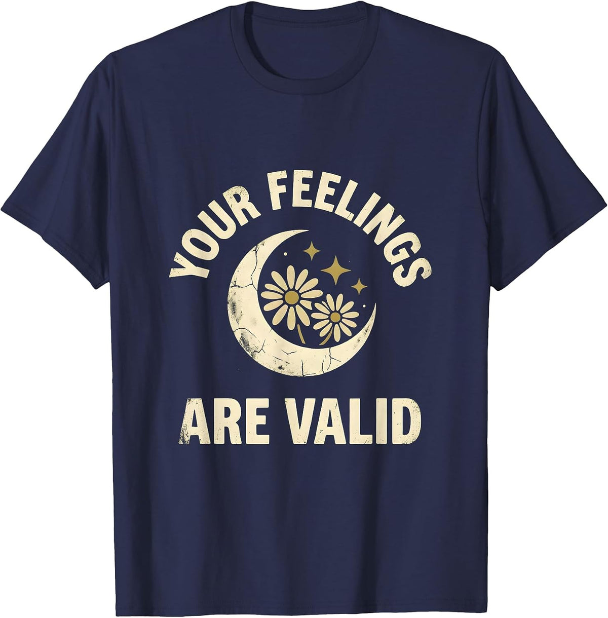 Men's Your Feelings Are Valid School Counselor Design T-Shirt - Navy Blue