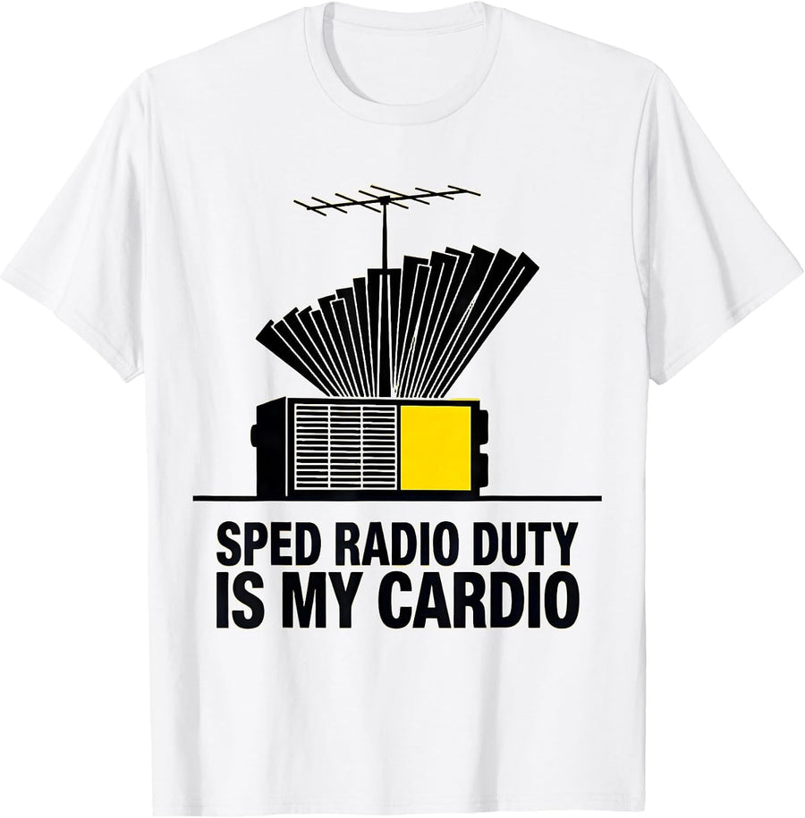 Men's SPED Radio Duty Is My Cardio Geometric Teacher Humor T-Shirt - White
