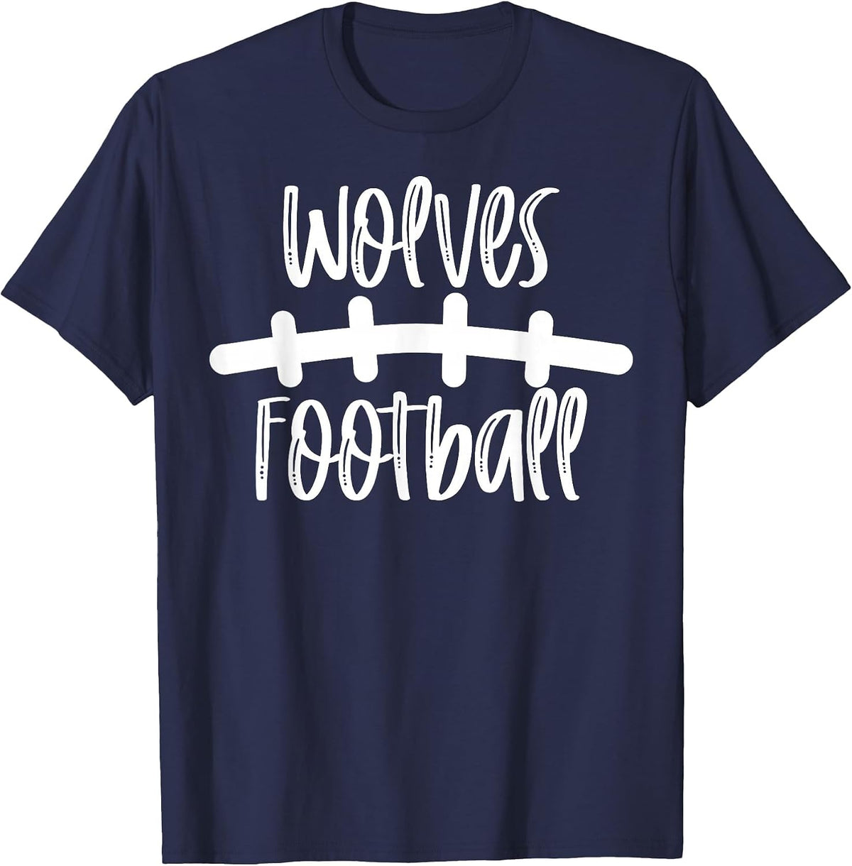 Wolves Football School Spirit Team Mascot Game Night T-Shirt - Navy Blue