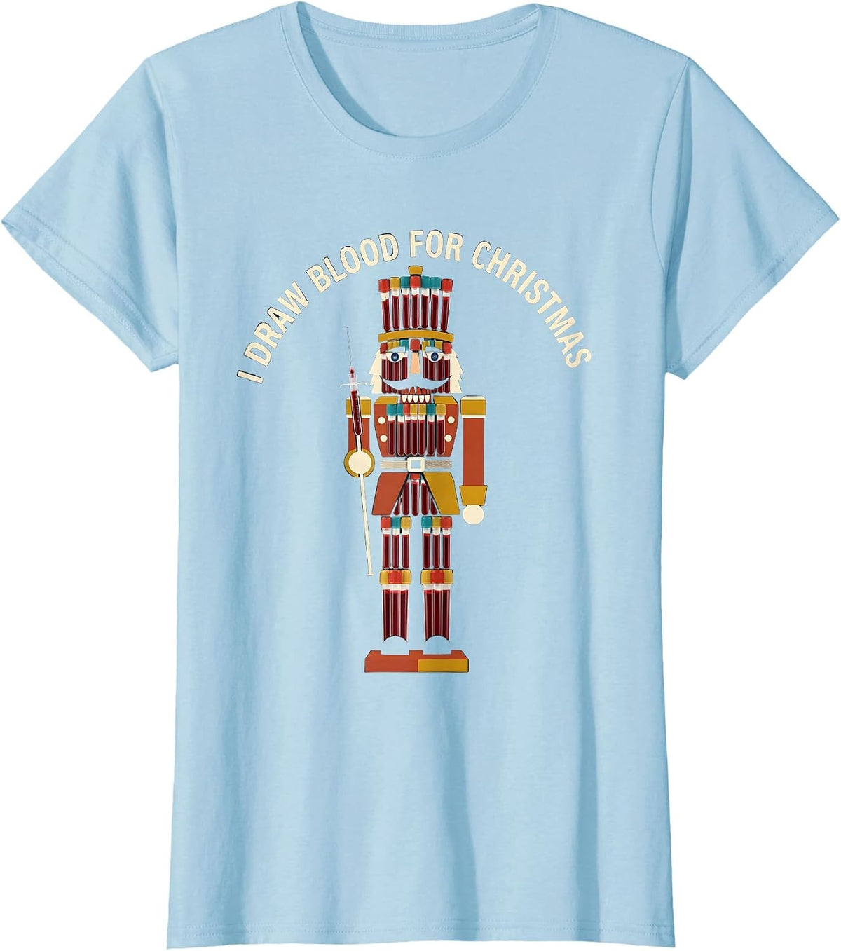 I Draw Blood For Christmas Midcentury Modern Phlebotomist T-Shirt - Baby Blue
