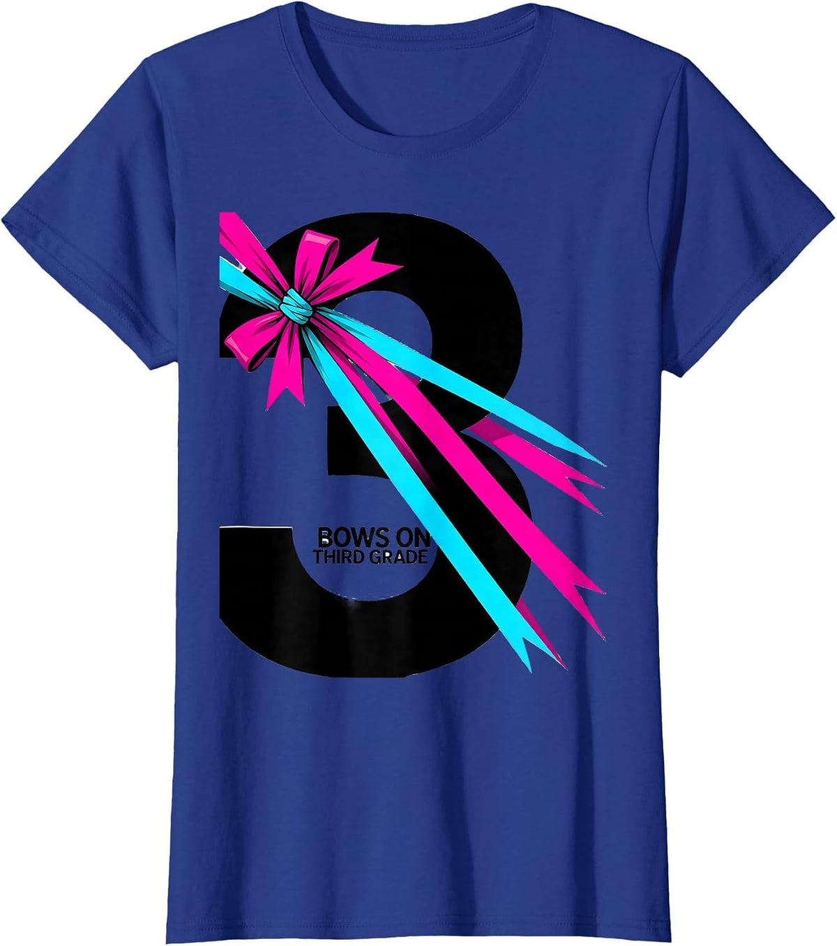 Women's Bows On Third Grade Coquette Bow Back to School Third Grade T-Shirt - Royal Blue