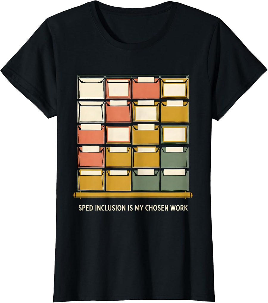 SPED Inclusion Is My Chosen Work Inspirational Teacher T-Shirt, Women, Black, Large - As Pictured