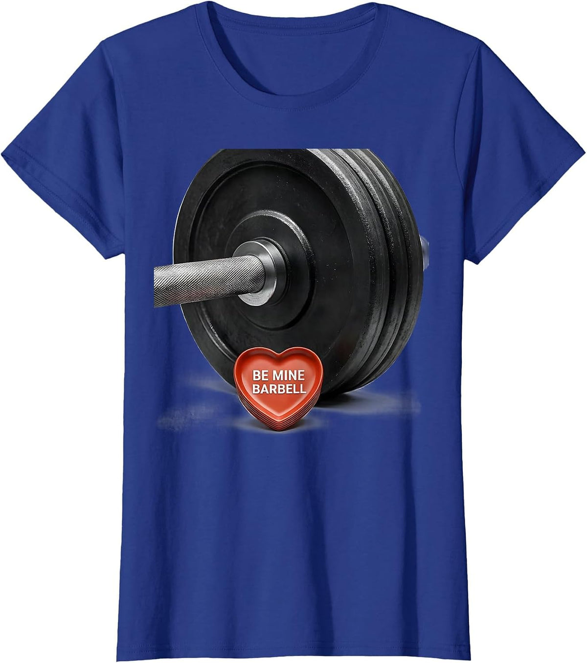 Women's Be Mine Barbell Funny Gym Valentines Day Weightlifting Humor T-Shirt - Royal Blue