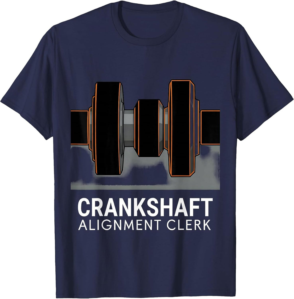 Men's Crankshaft Alignment Clerk Brutalist Car Guy Mechanic T-Shirt - Navy Blue