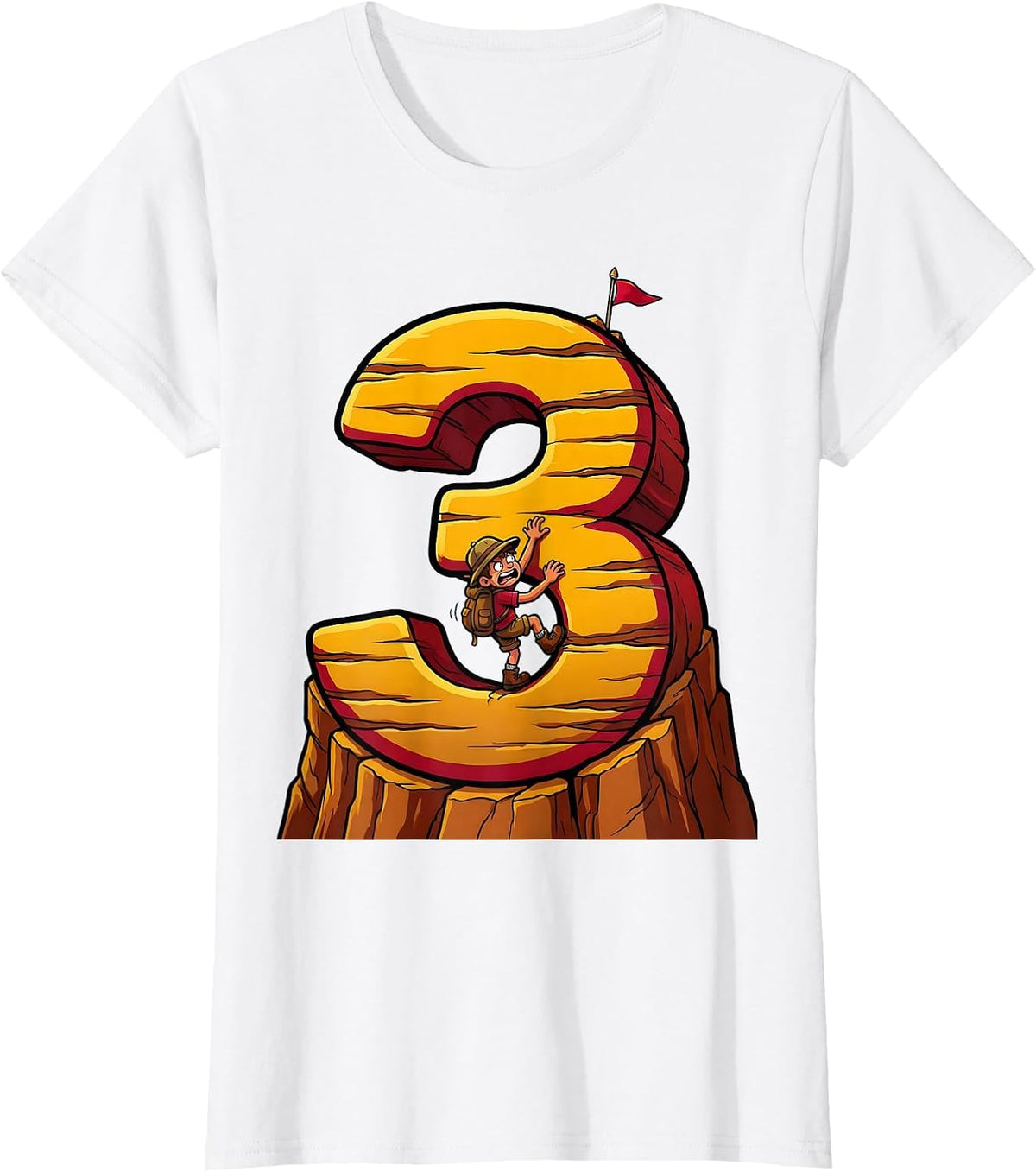 Third Grade Tiny Explorer Climbing Number Three T-Shirt - White