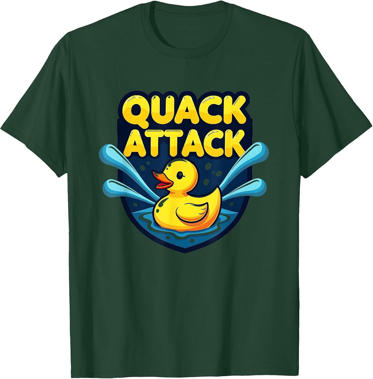 Quack Attack Rubber Duck Splash Fun Bath Time Humor T-Shirt - Dark Green