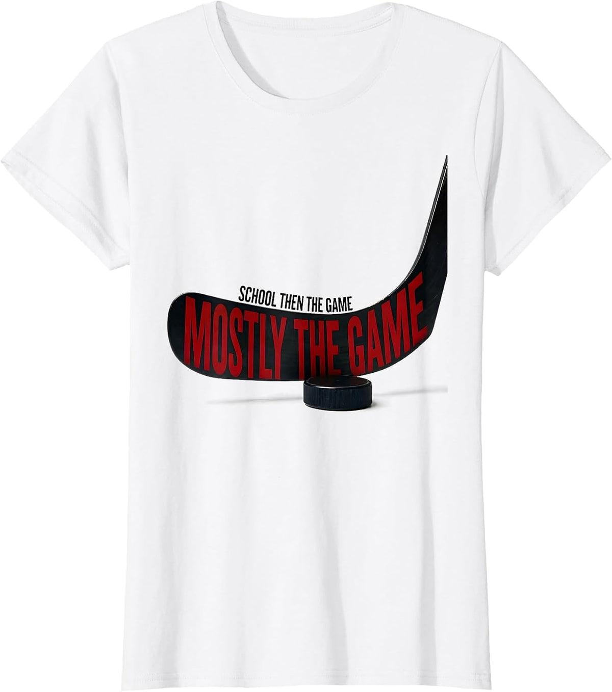 School Then The Game Mostly The Game Hockey Lineman Funny T-Shirt - White