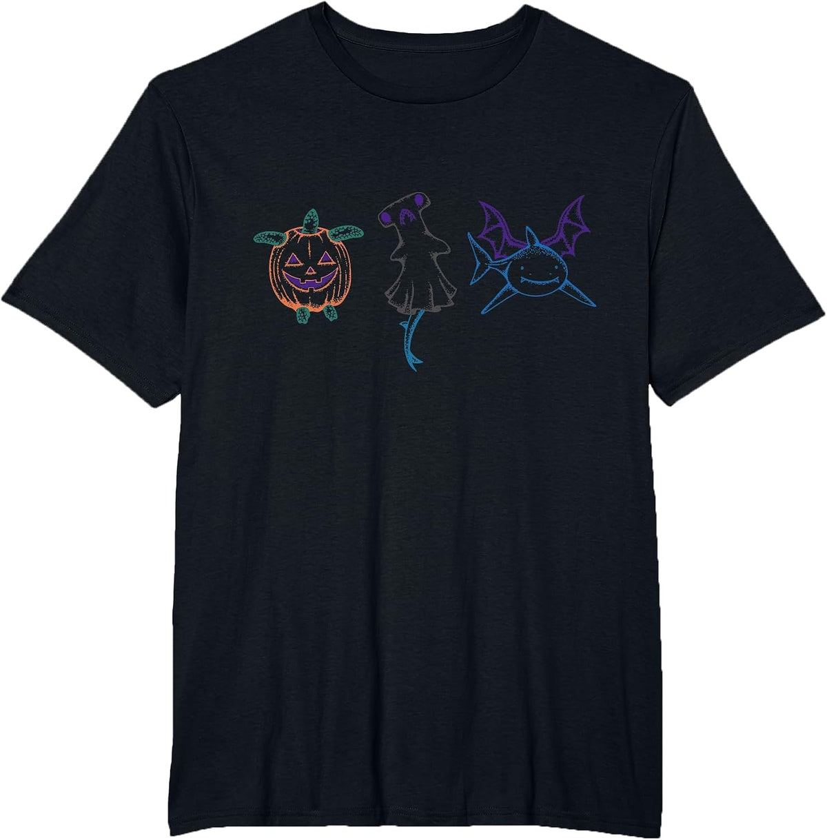 Sea Creature Halloween Spooky Turtle Hammerhead Whale Shark T-Shirt - Black