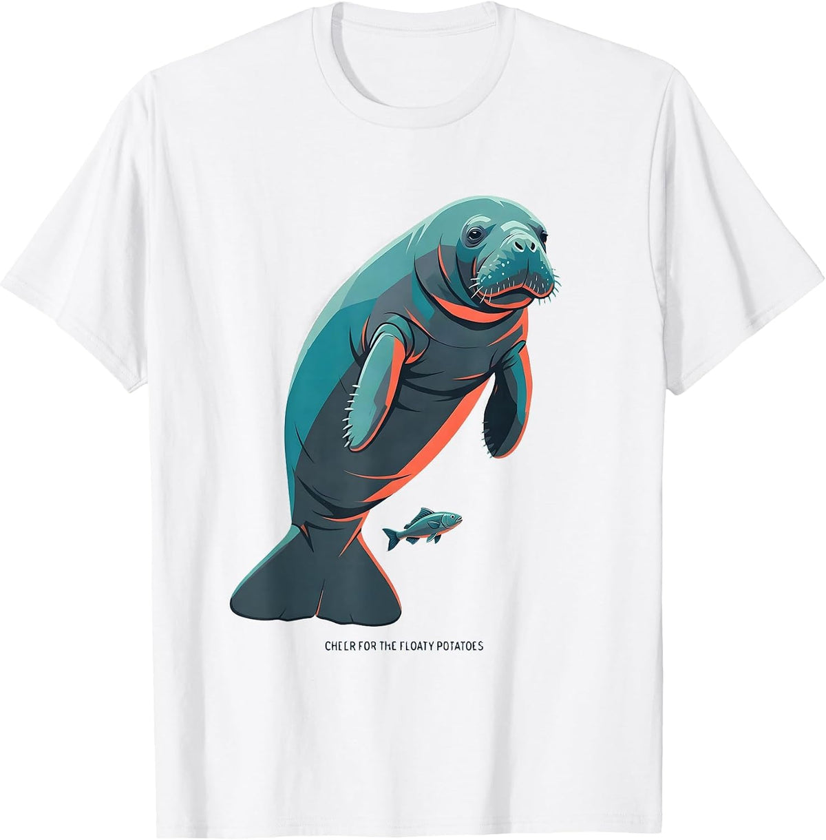 Men's Cheer For The Floaty Potatoes Funny Manatee Sea Animal Lover T-Shirt - White