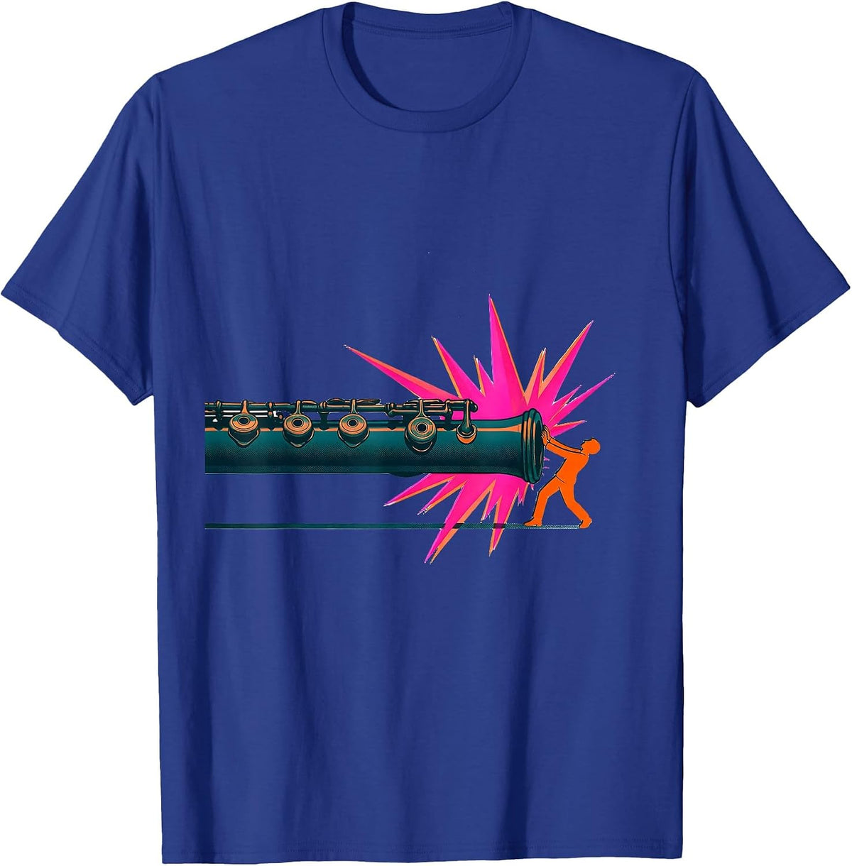 Oversized Flute Risograph Band Humor Gift T-Shirt - Royal Blue