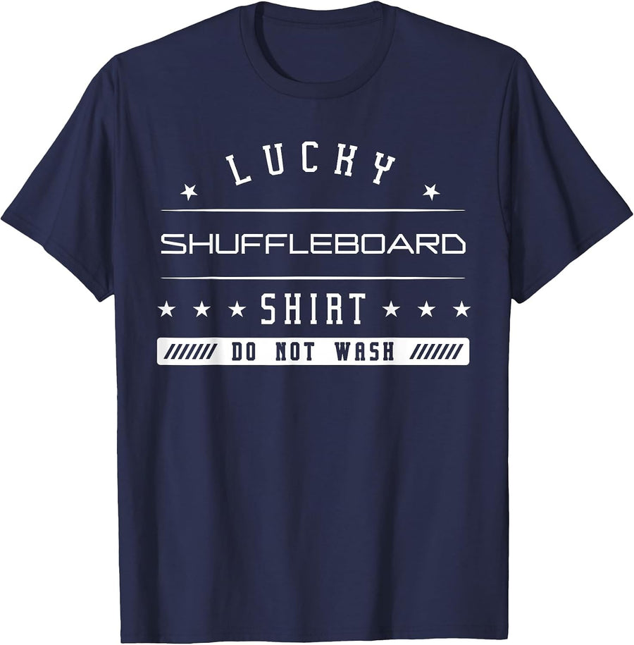Lucky Shuffleboard Shirt Player Shoveboard Shovegroat Lover T-Shirt - Navy Blue
