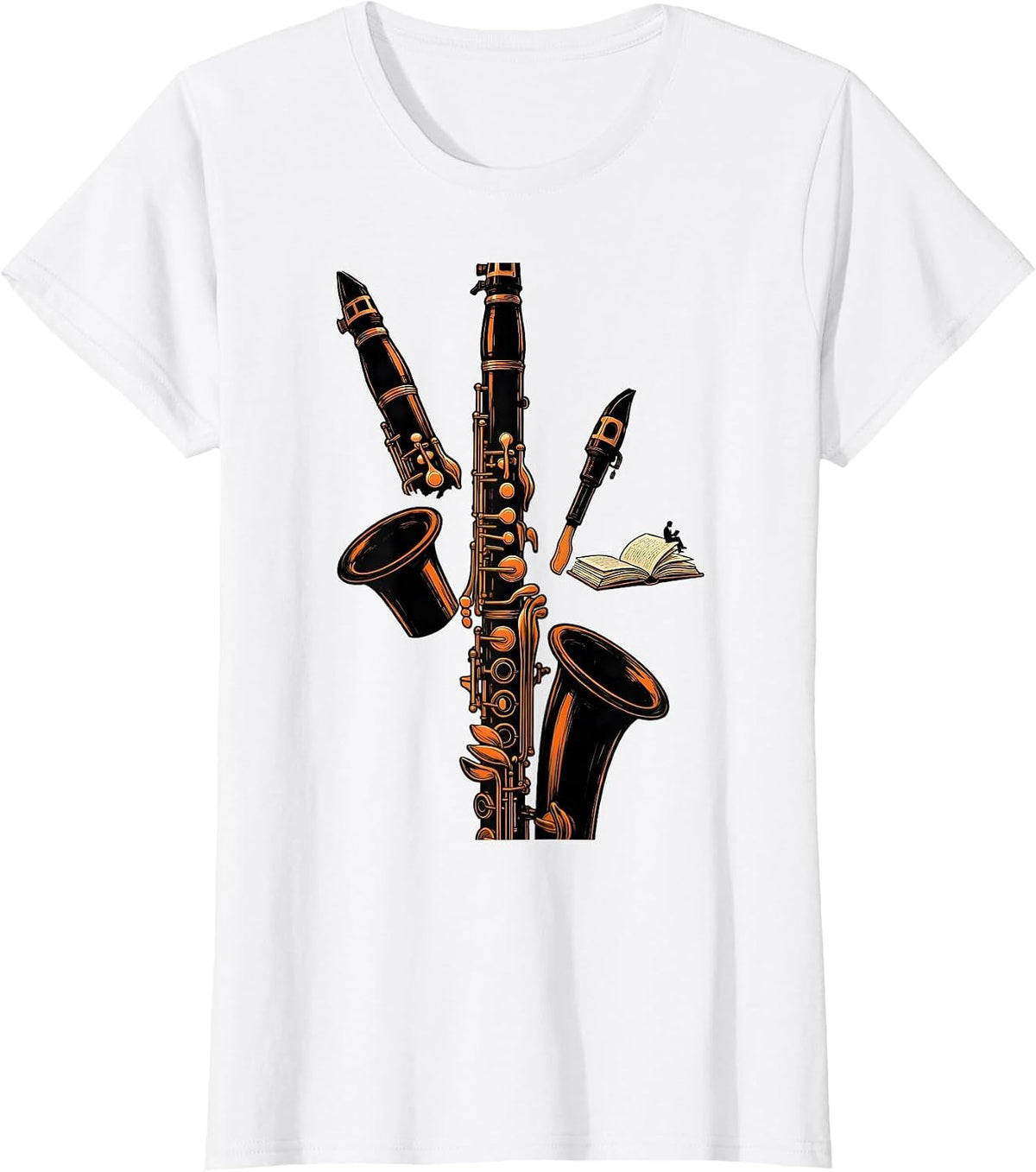 Exploded Clarinet Band Instrument Player Gift T-Shirt - White