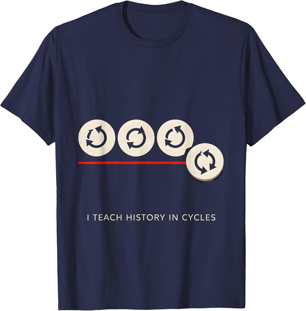 Men's I Teach History In Cycles Funny History Teacher Gift T-Shirt - Navy Blue