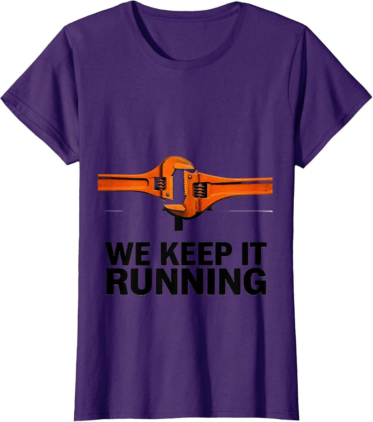 Women's We Keep It Running Brutalist Graphic American Flag Mechanic T-Shirt - Purple