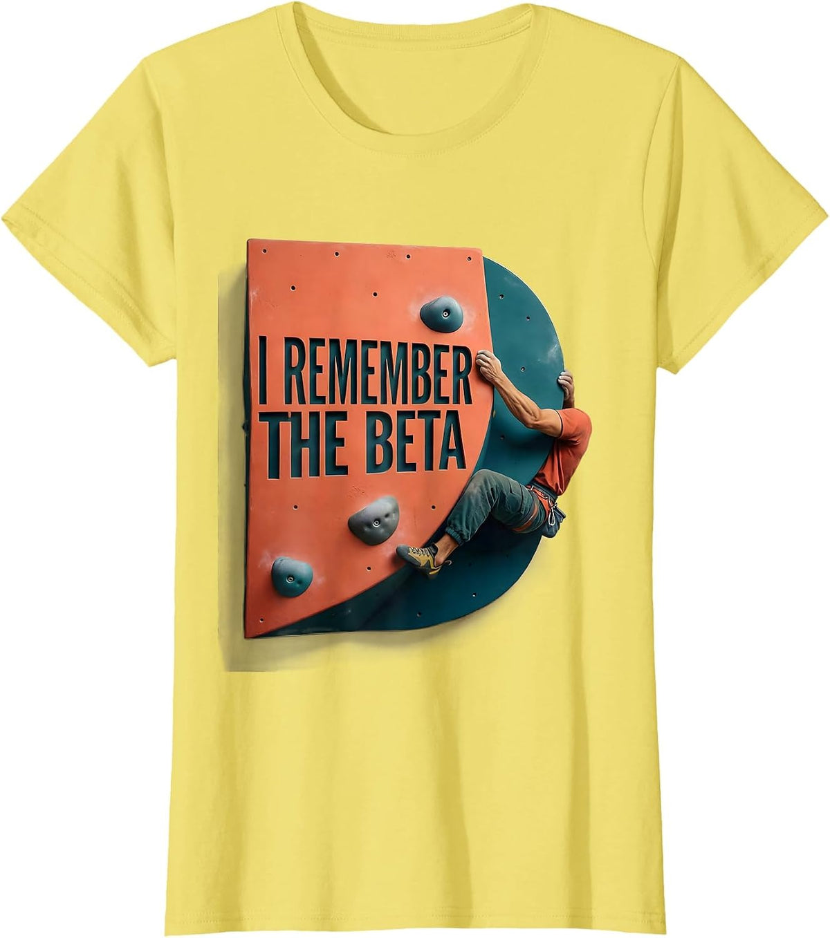 I Remember The Beta Funny Rock Climbing Bouldering Humor T-Shirt - Lemon Yellow