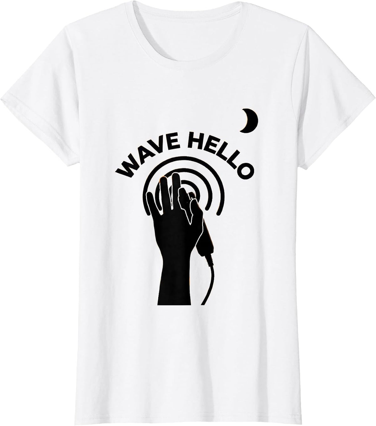 Women's Wave Hello Ultrasound Tech Sonographer Humor Appreciation T-Shirt - White